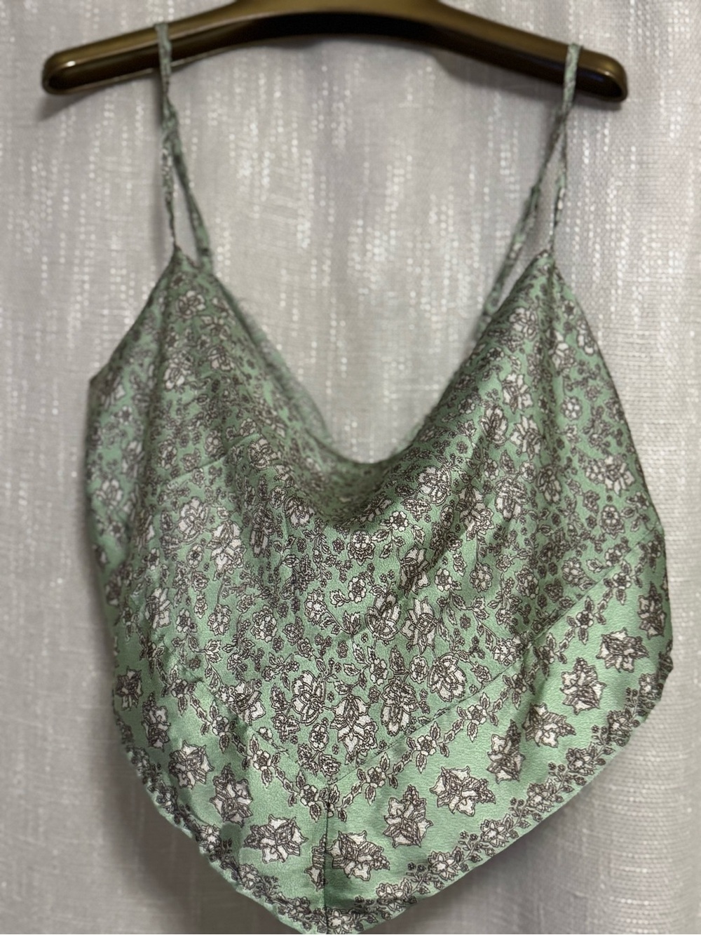 Y2K Japna Mint Green Floral Bandana-Spaghetti Strap Tie-Back